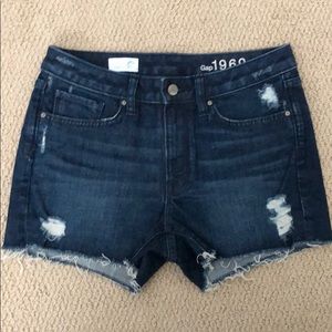 Gap Women’s Dark Denim Distressed Shorts